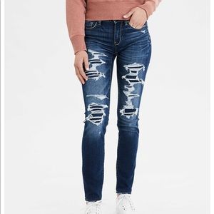 euc american eagle ripped skinny jeans